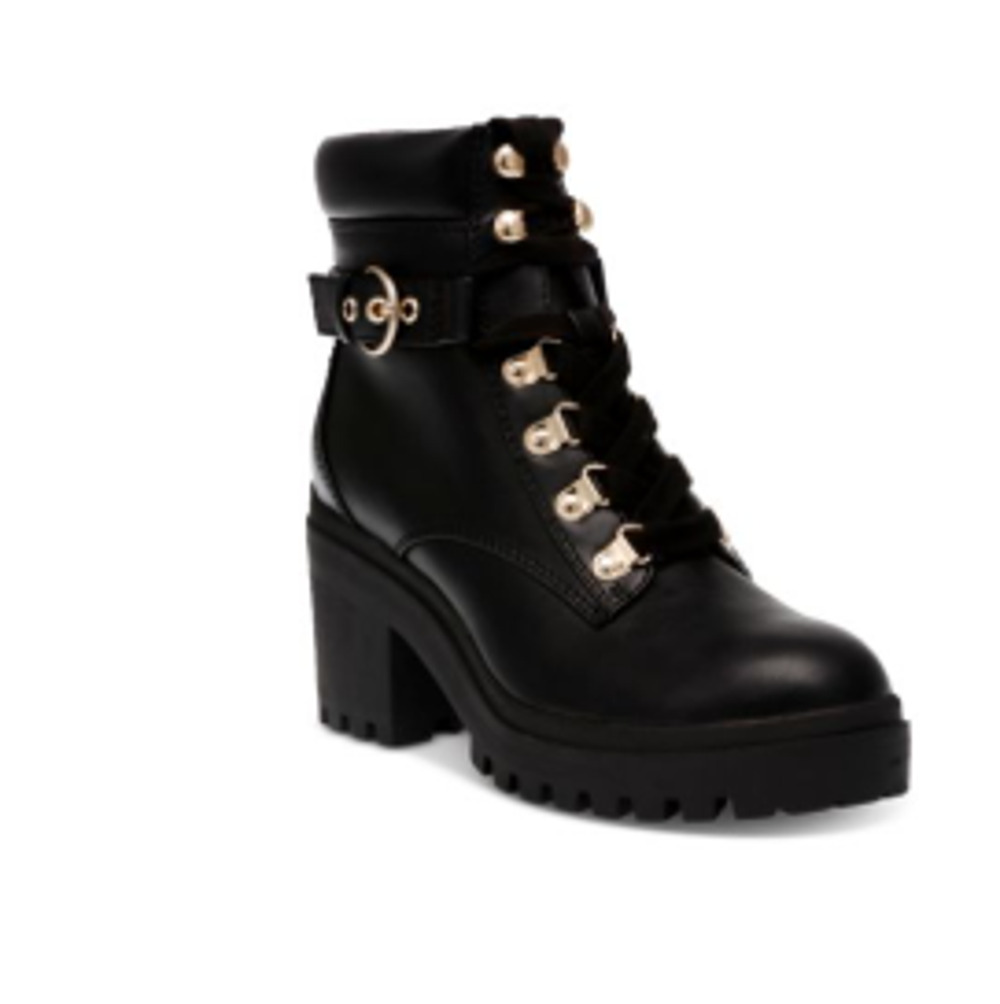 Wild Pair Boots Women's Size 9M Black BRIDGITTP Ankle Combat Lug Block Heel
